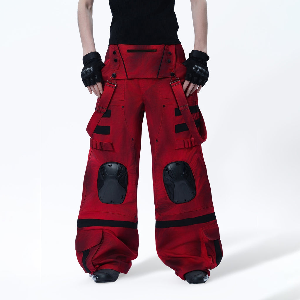 MOGONGSHE_Red_Cyberpunk_Multi_Strap_Knee_Pad_Suspender_Women's_Cargo_Pants_1012380256092_MISSTT