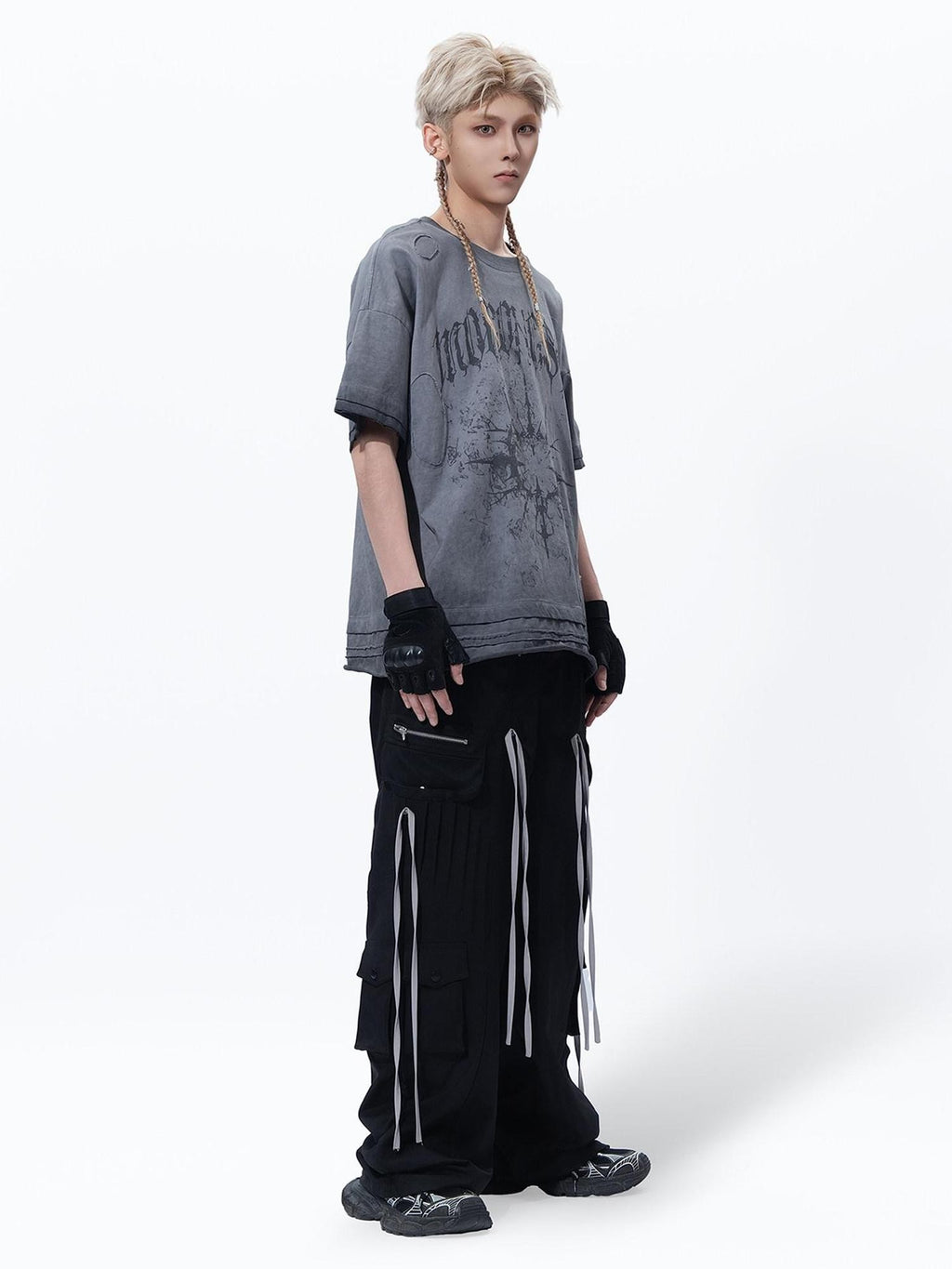 MOGONGSHE Retro Heavy Patchwork Workwear Women's Relaxed Straight-leg Pants