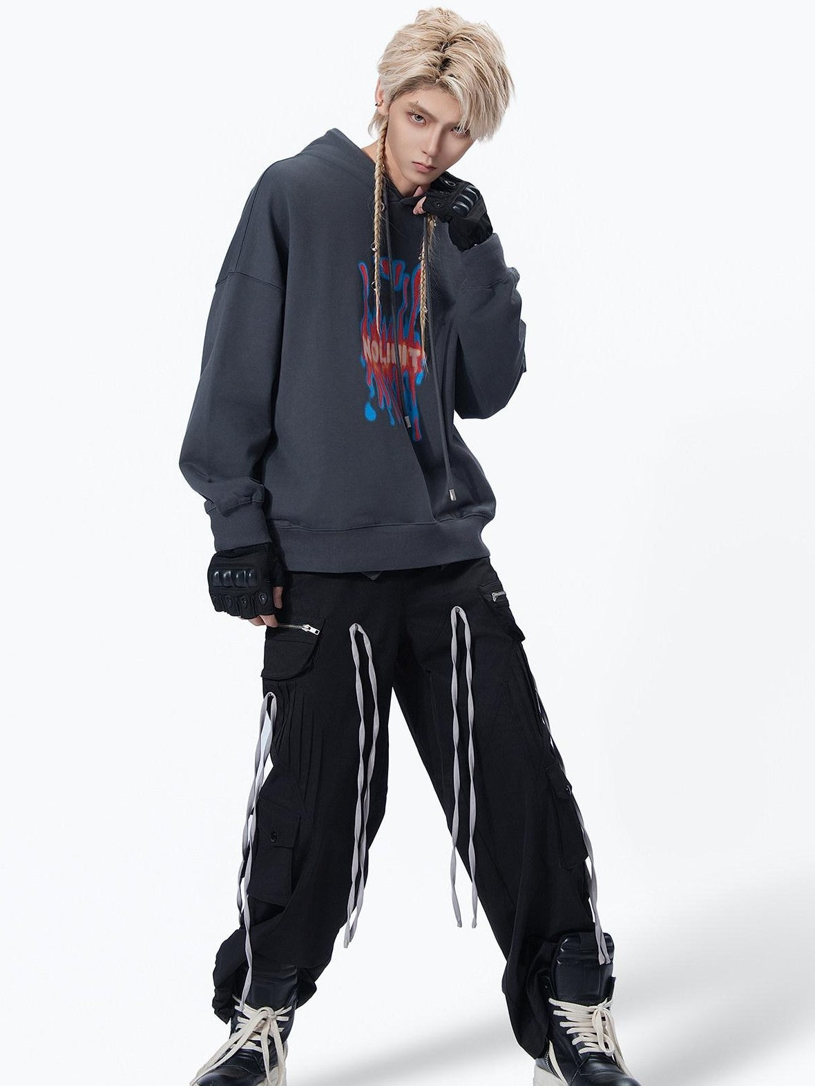 MOGONGSHE Retro Heavy Patchwork Workwear Women's Relaxed Straight-leg Pants