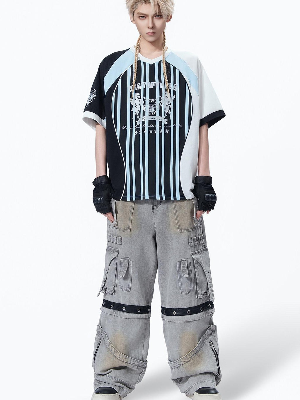 MOGONGSHE Retro Striped Raglan Colorblock Women's Jersey Short Sleeve T-shirts