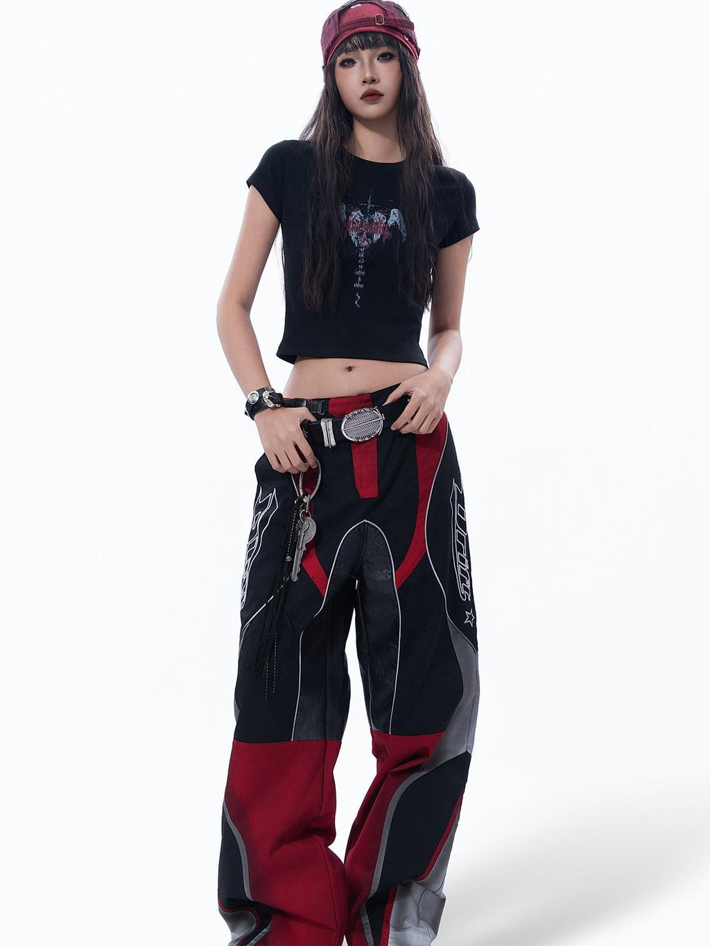MOGONGSHE Sacred Heart Angel Dark Subculture Slim Fit Straight Shoulder Women's Crop Tops