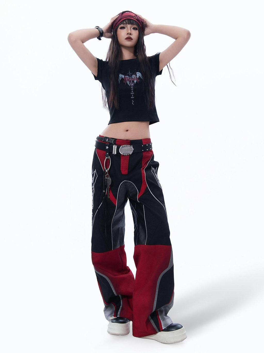 MOGONGSHE Sacred Heart Angel Dark Subculture Slim Fit Straight Shoulder Women's Crop Tops