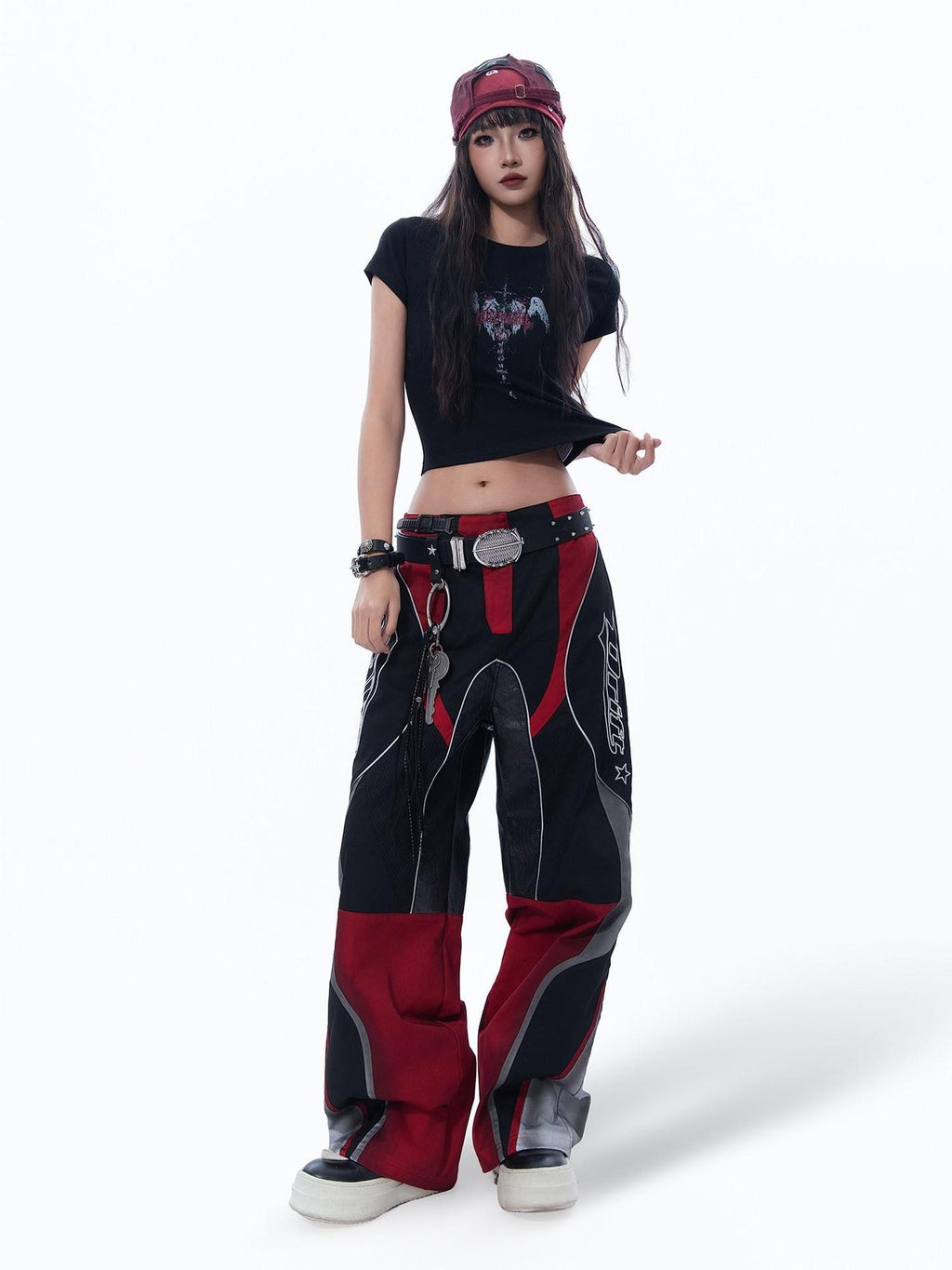 MOGONGSHE Sacred Heart Angel Dark Subculture Slim Fit Straight Shoulder Women's Crop Tops