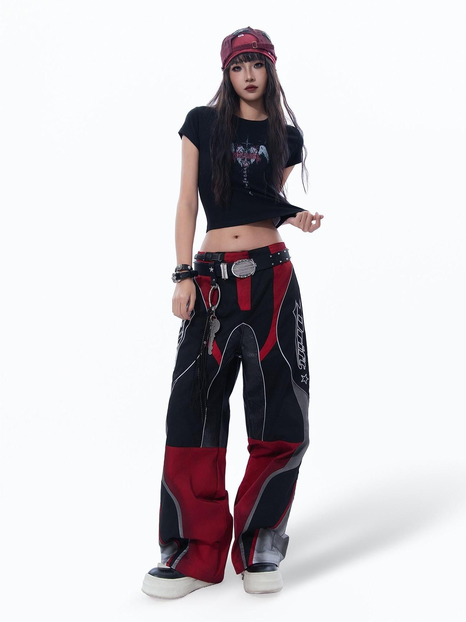 MOGONGSHE Sacred Heart Angel Dark Subculture Slim Fit Straight Shoulder Women's Crop Tops