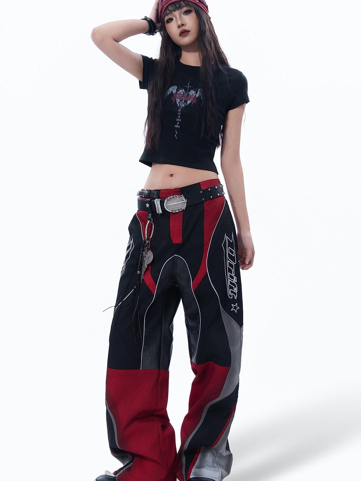 MOGONGSHE Sacred Heart Angel Dark Subculture Slim Fit Straight Shoulder Women's Crop Tops