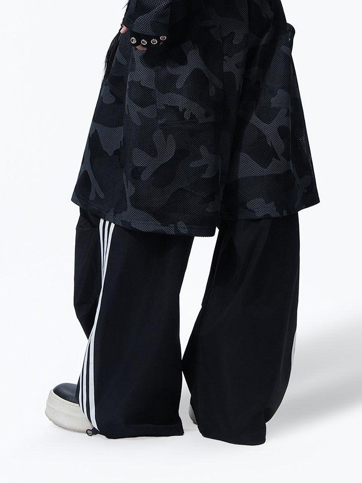 MOGONGSHE Streetwear Camouflage Striped Hooded Women's Three Piece Tracksuit Sets