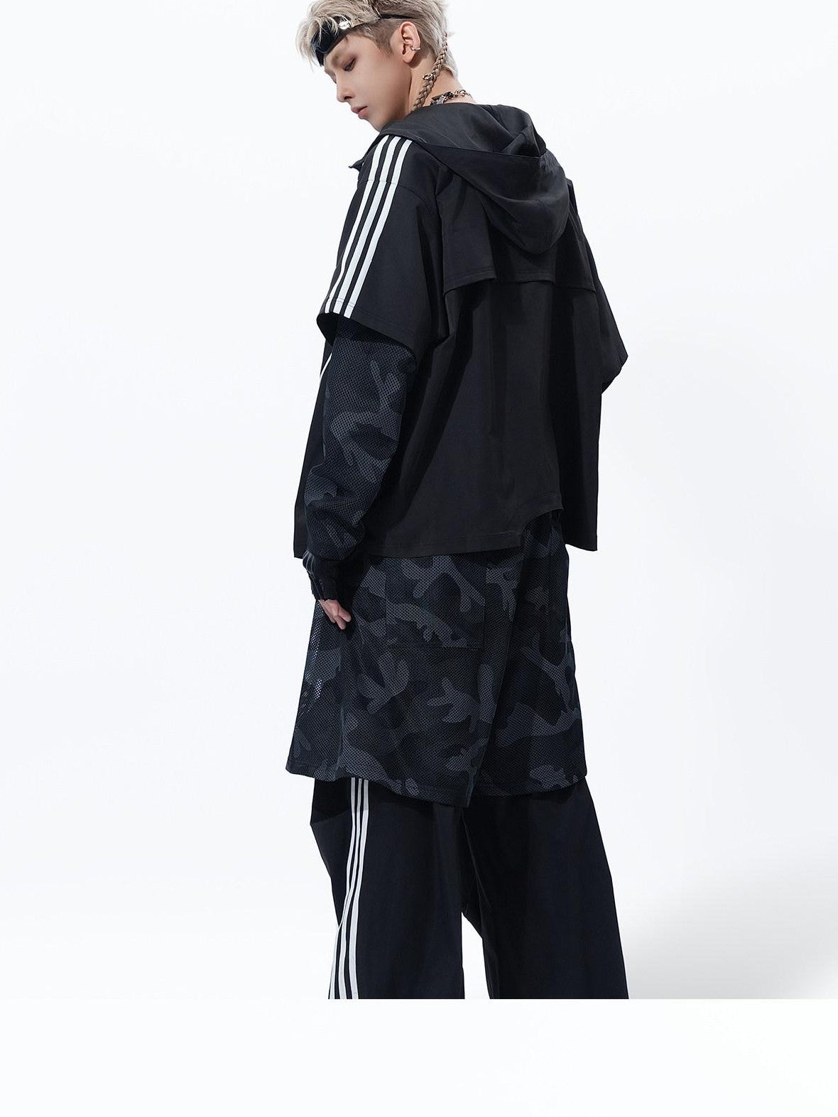 MOGONGSHE Streetwear Camouflage Striped Hooded Women's Three Piece Tracksuit Sets