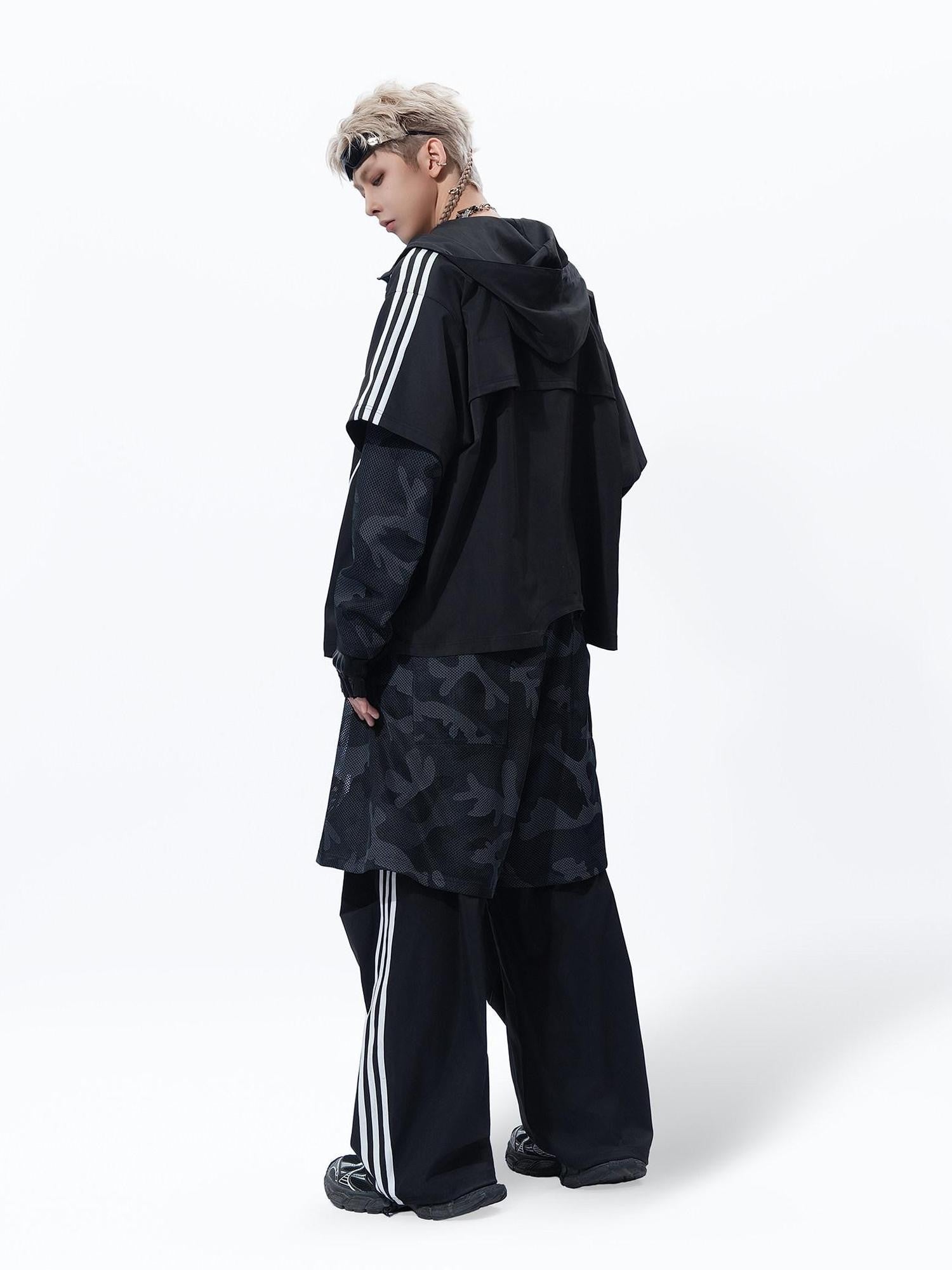 MOGONGSHE Streetwear Camouflage Striped Hooded Women's Three Piece Tracksuit Sets