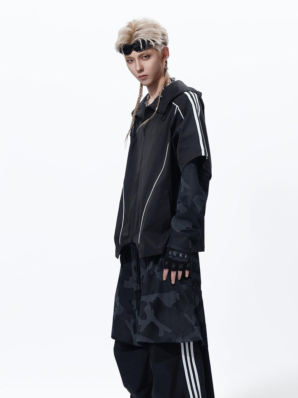 MOGONGSHE Streetwear Camouflage Striped Hooded Women's Three Piece Tracksuit Sets