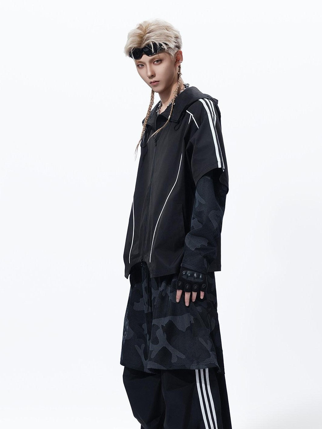 MOGONGSHE Streetwear Camouflage Striped Hooded Women's Three Piece Tracksuit Sets