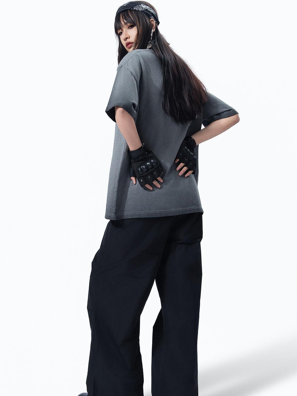 MOGONGSHE Techwear Three Dimensional Cut Drawstring Street Women's Wide-leg Pants