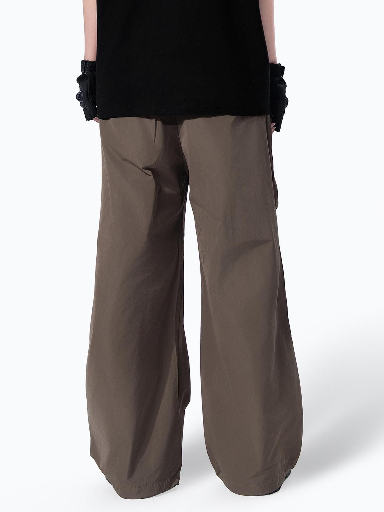 MOGONGSHE Techwear Three Dimensional Cut Drawstring Street Women's Wide-leg Pants