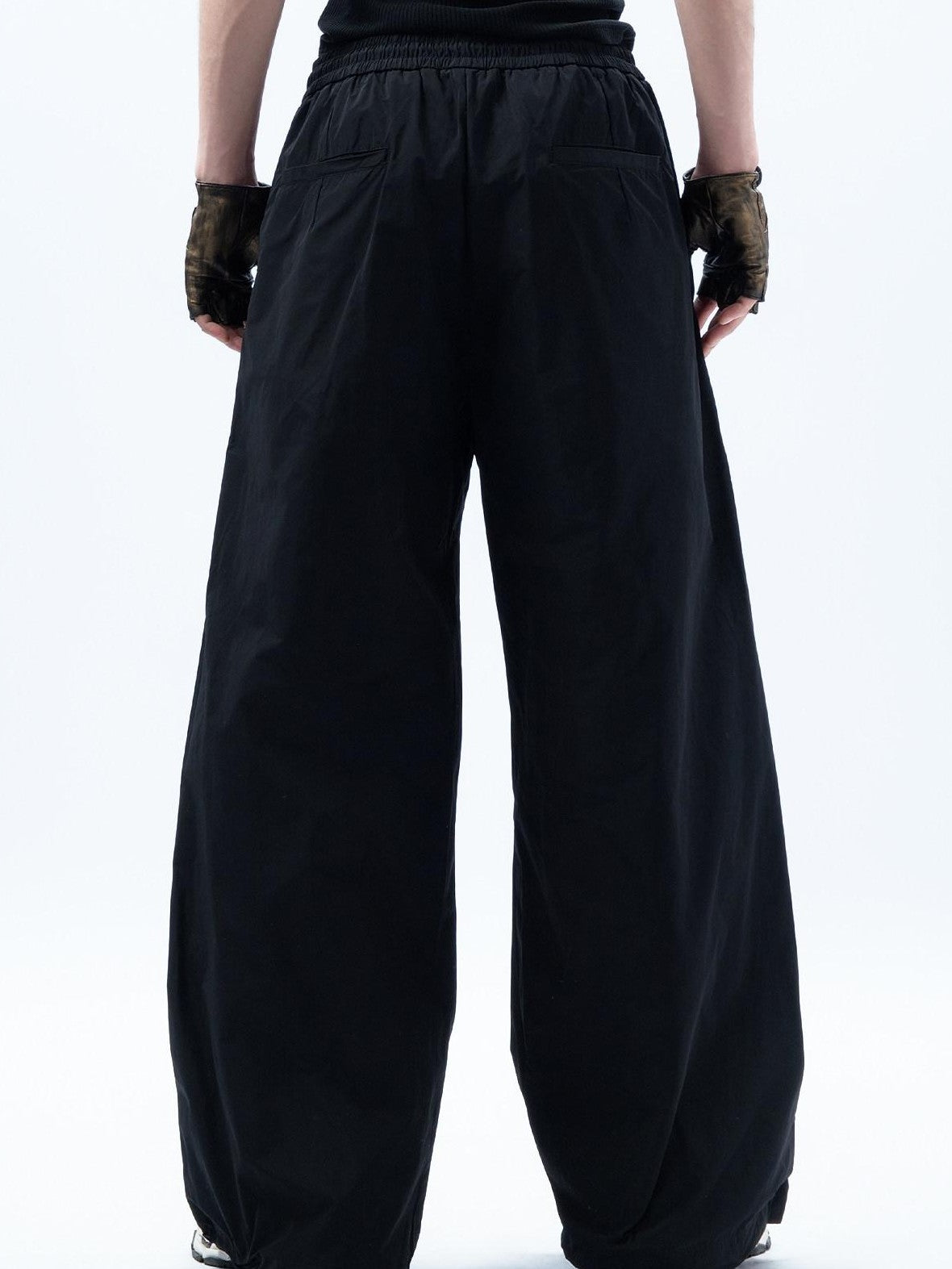 MOGONGSHE Techwear Three Dimensional Cut Drawstring Street Women's Wide-leg Pants