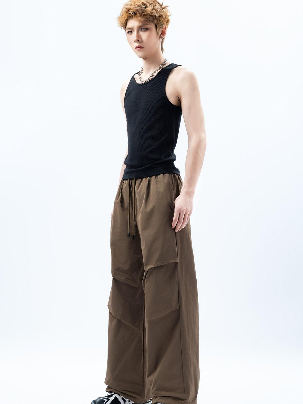 MOGONGSHE Techwear Three Dimensional Cut Drawstring Street Women's Wide-leg Pants