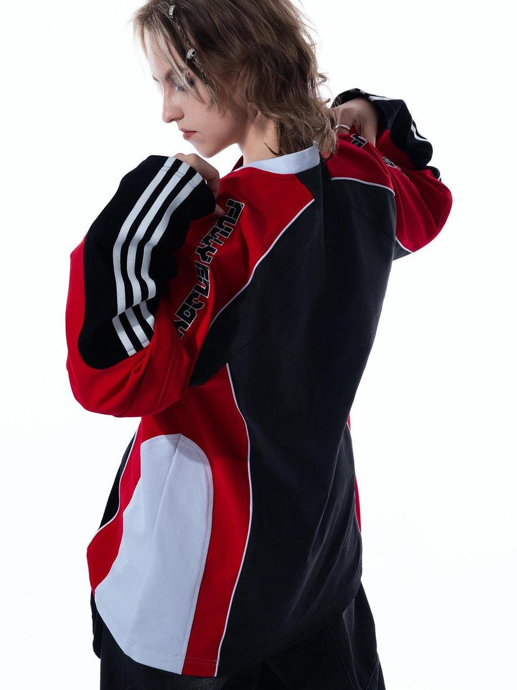 MOGONGSHE Vintage Biker Patchwork Embroidered Detachable Women's Long Sleeve T-shirts
