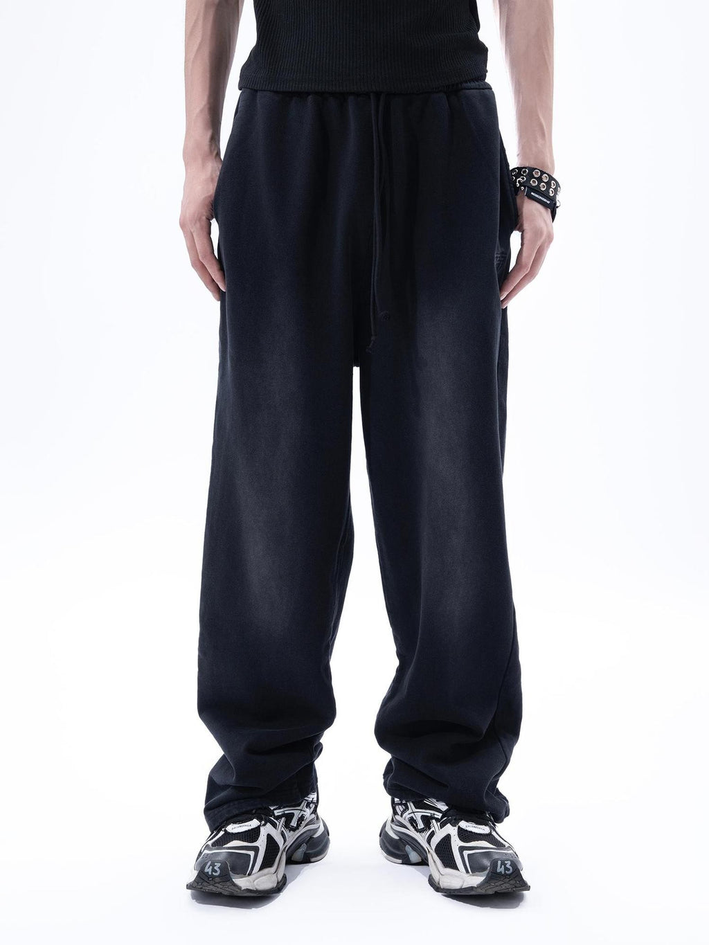 MOGONGSHE Washed Distressed Loose Women's Cotton Straight-leg Pants