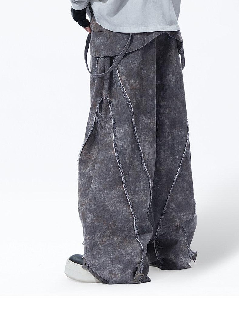 MOGONGSHE Wasteland Blade Detachable Women's Heavyweight Denim Wide-leg Jeans