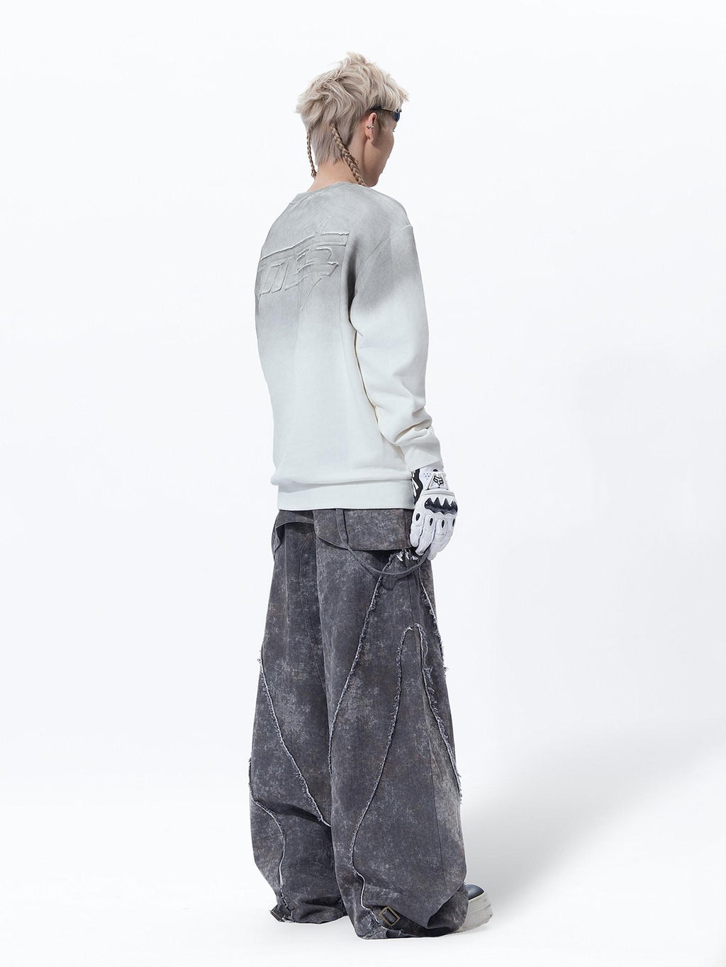 MOGONGSHE Wasteland Blade Detachable Women's Heavyweight Denim Wide-leg Jeans