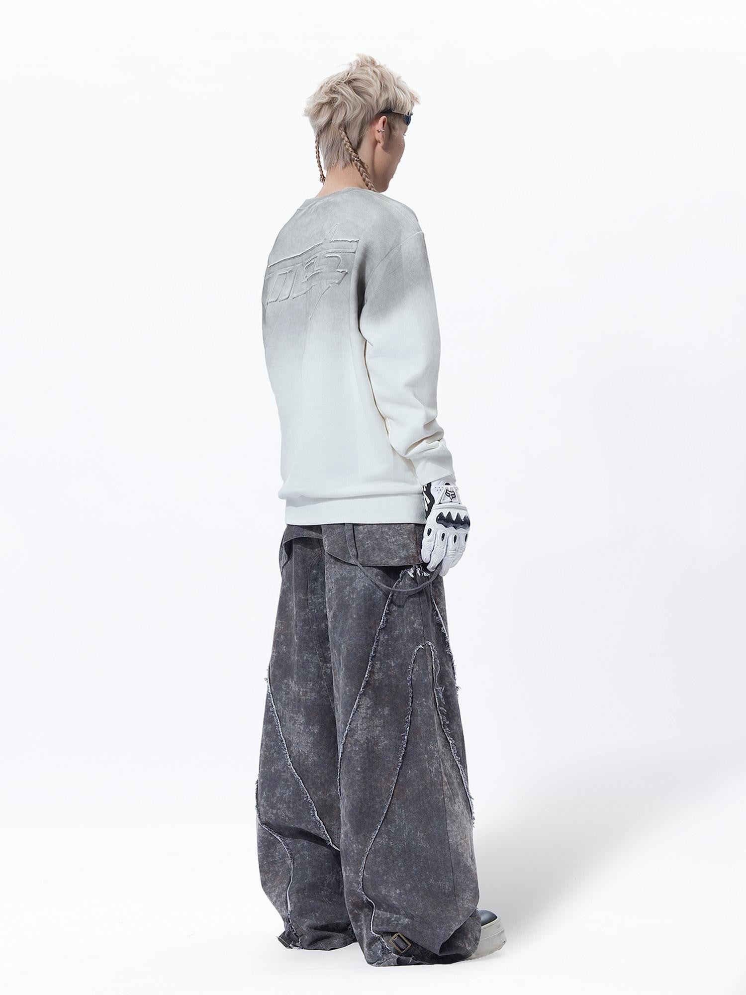 MOGONGSHE Wasteland Blade Detachable Women's Heavyweight Denim Wide-leg Jeans