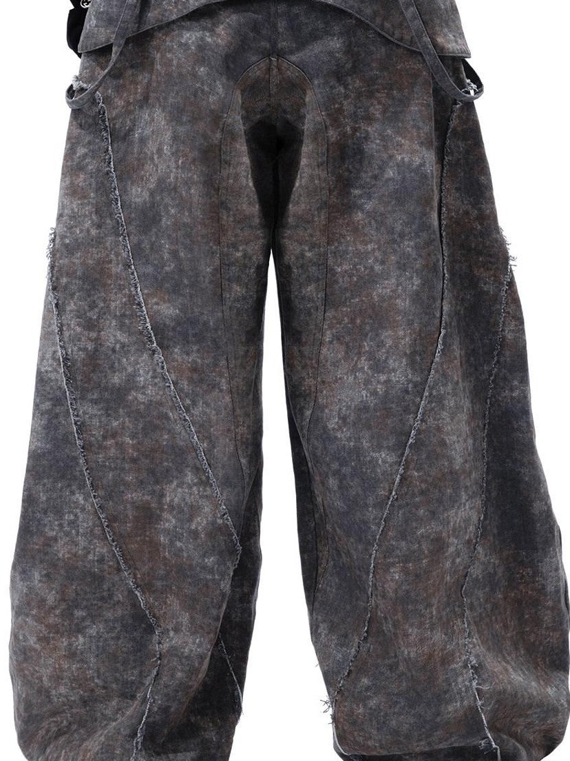 MOGONGSHE Wasteland Blade Detachable Women's Heavyweight Denim Wide-leg Jeans