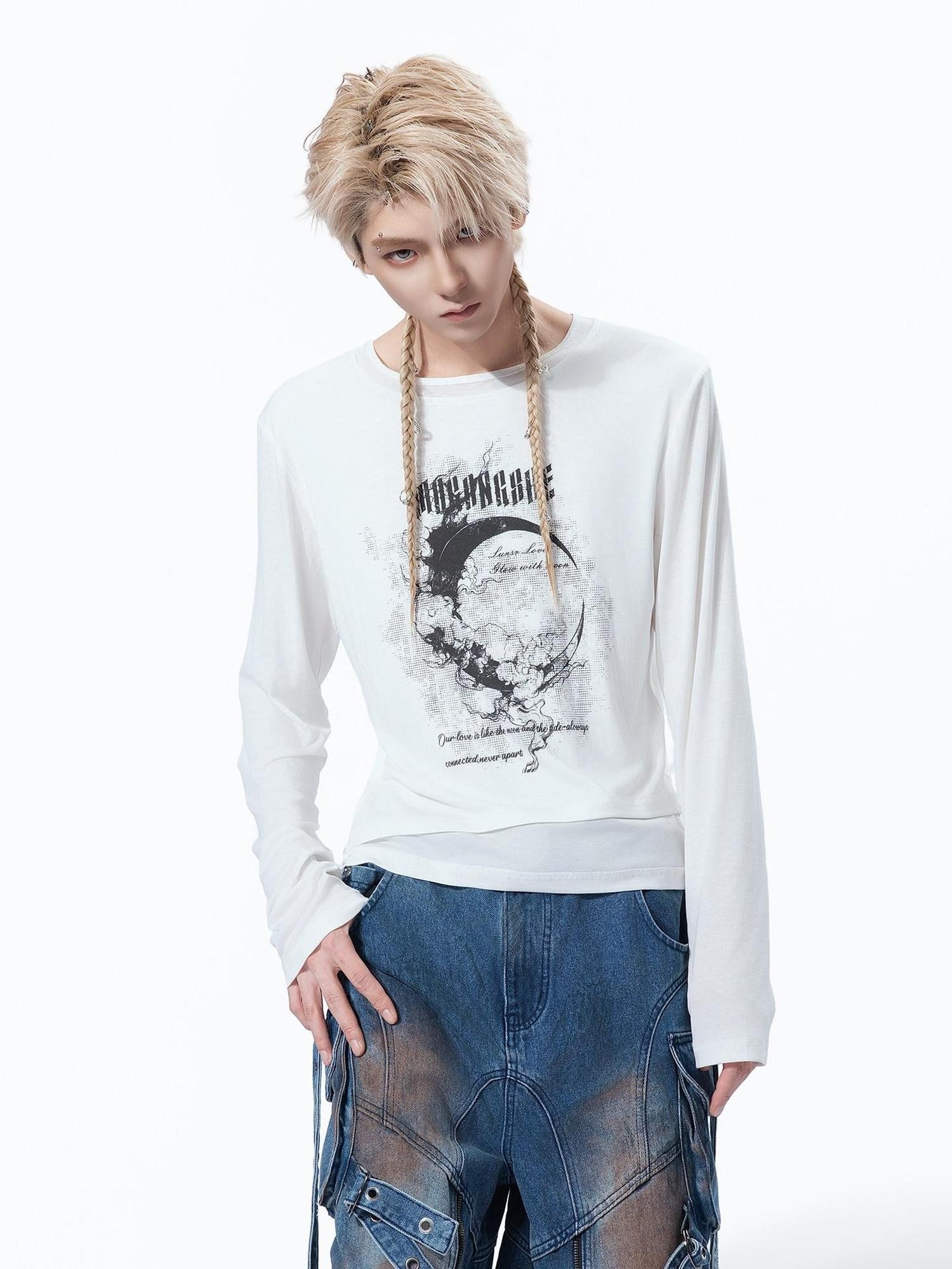 MOGONGSHE White American Print Uv Protection Women's Lightweight Loose Long Sleeve T-shirts