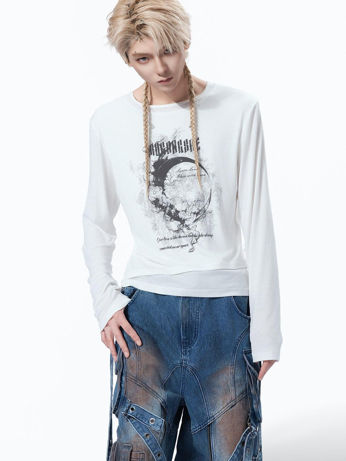 MOGONGSHE White American Print Uv Protection Women's Lightweight Loose Long Sleeve T-shirts