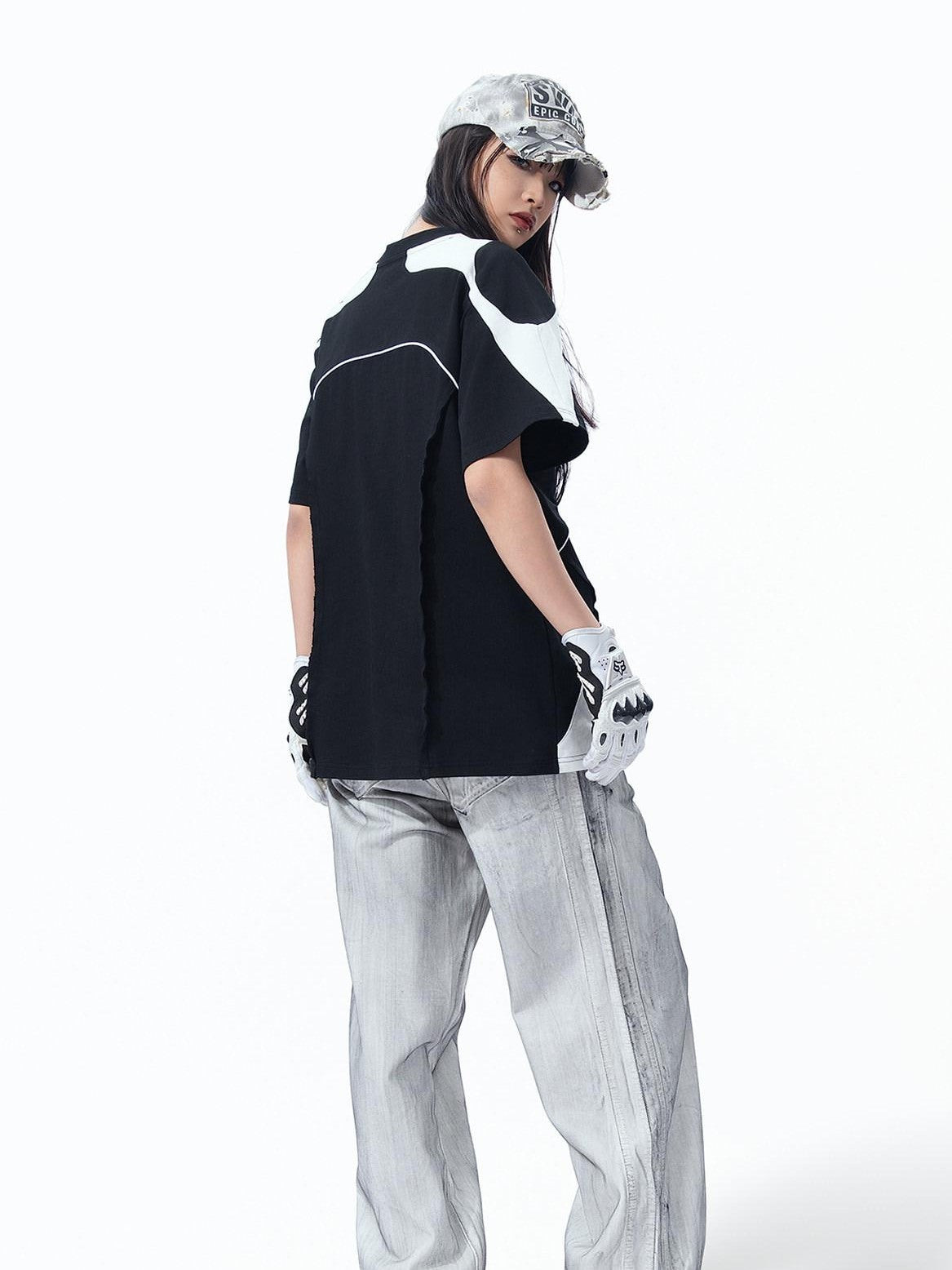 MOGONGSHE White Hiphop Street Distressed Washed Baggy Bf Women's Denim Wide-leg Jeans