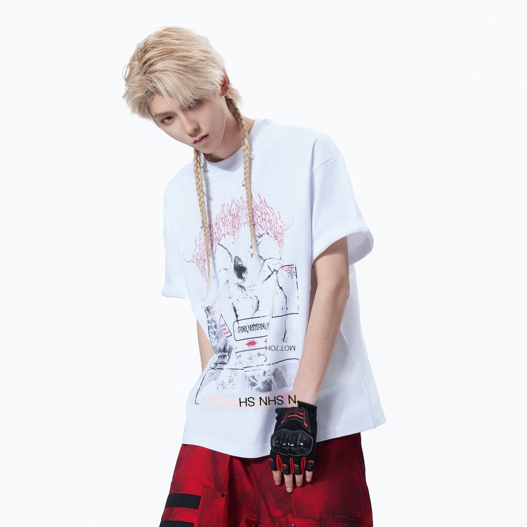 MOGONGSHE_White_Printed_Vintage_American_Street_Relaxed_Fit_Women's_Short_Sleeve_T-shirts_946238495904_MISSTT