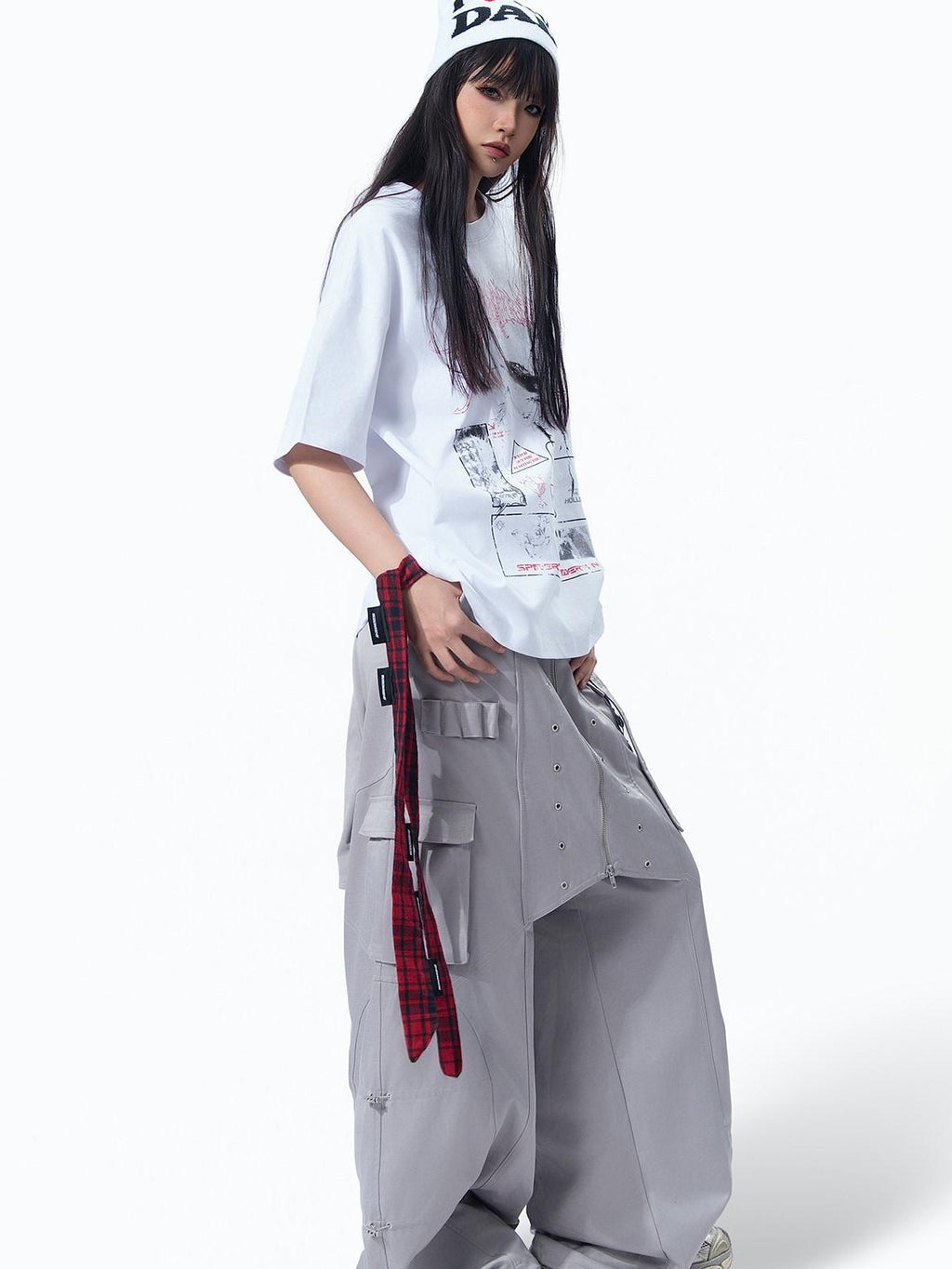 MOGONGSHE White Printed Vintage American Street Relaxed Fit Women's Short Sleeve T-shirts