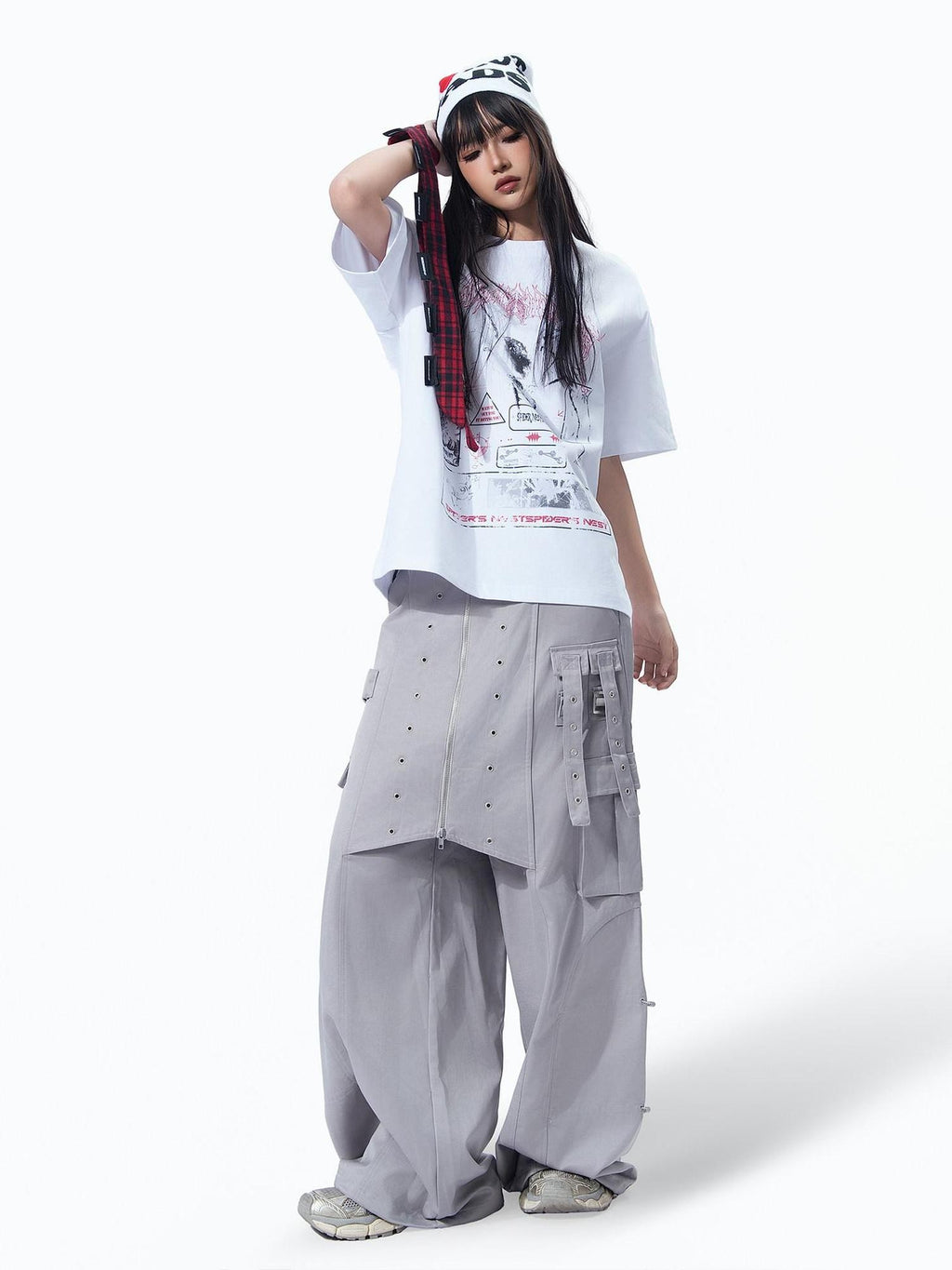 MOGONGSHE White Printed Vintage American Street Relaxed Fit Women's Short Sleeve T-shirts