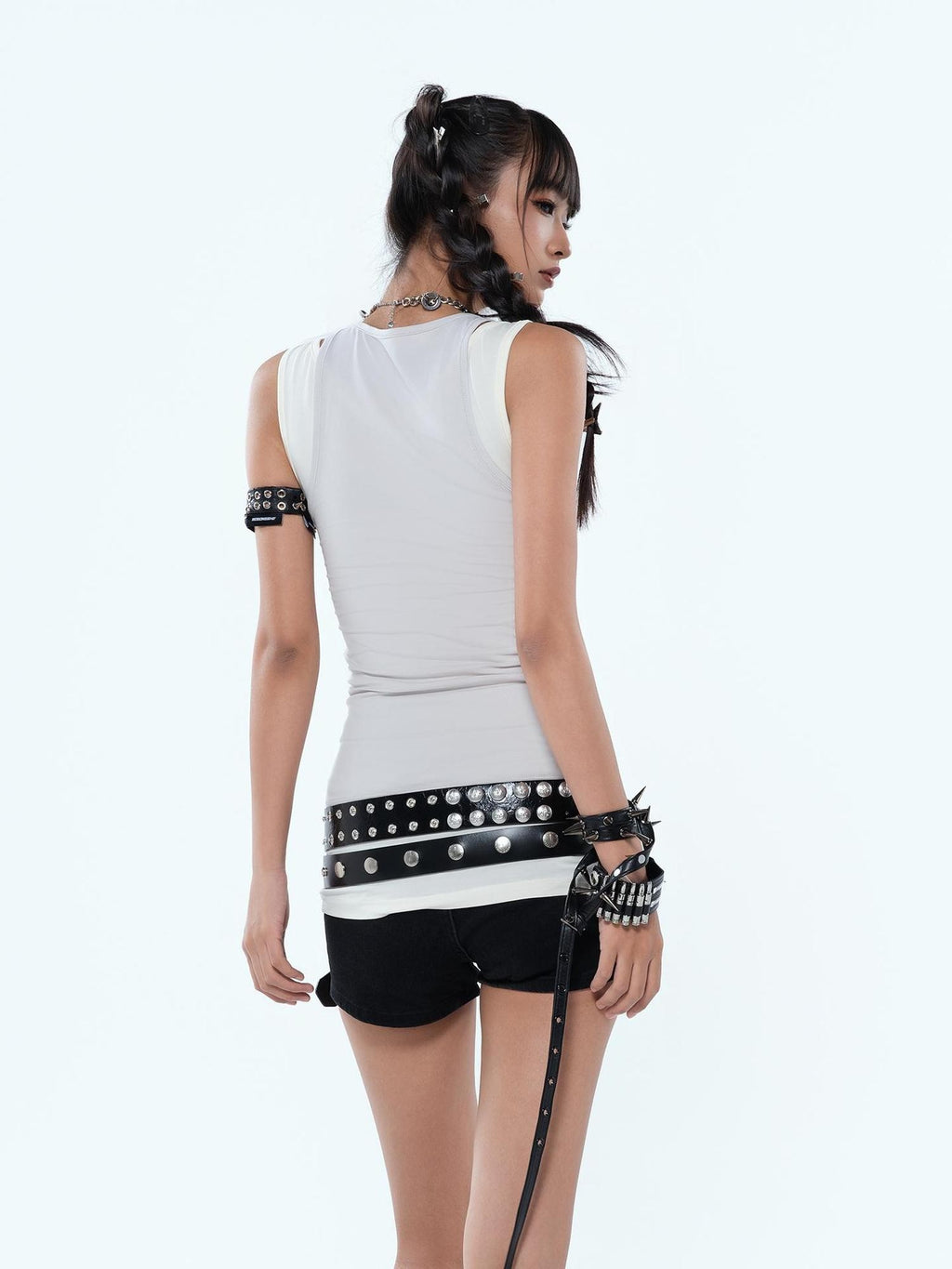 MOGONGSHE Y2k Vintage Print Layered Slim Fit Lyocell Women's Tank Tops