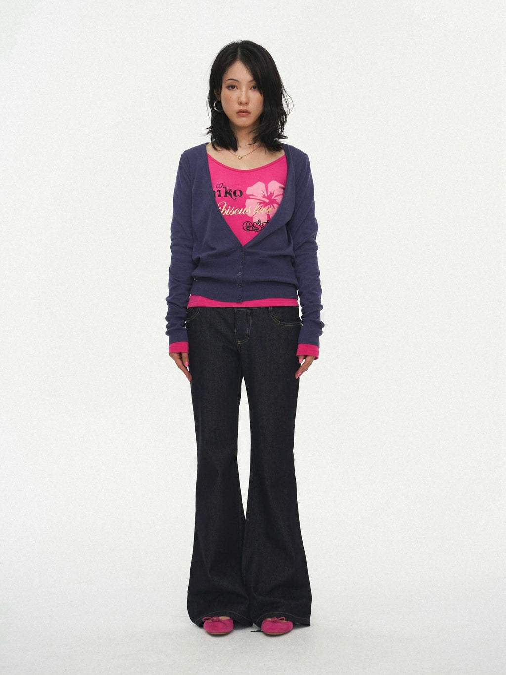 Miko esst Antique Rose V-neck Layered Vintage Women's Wool Blend Cardigans