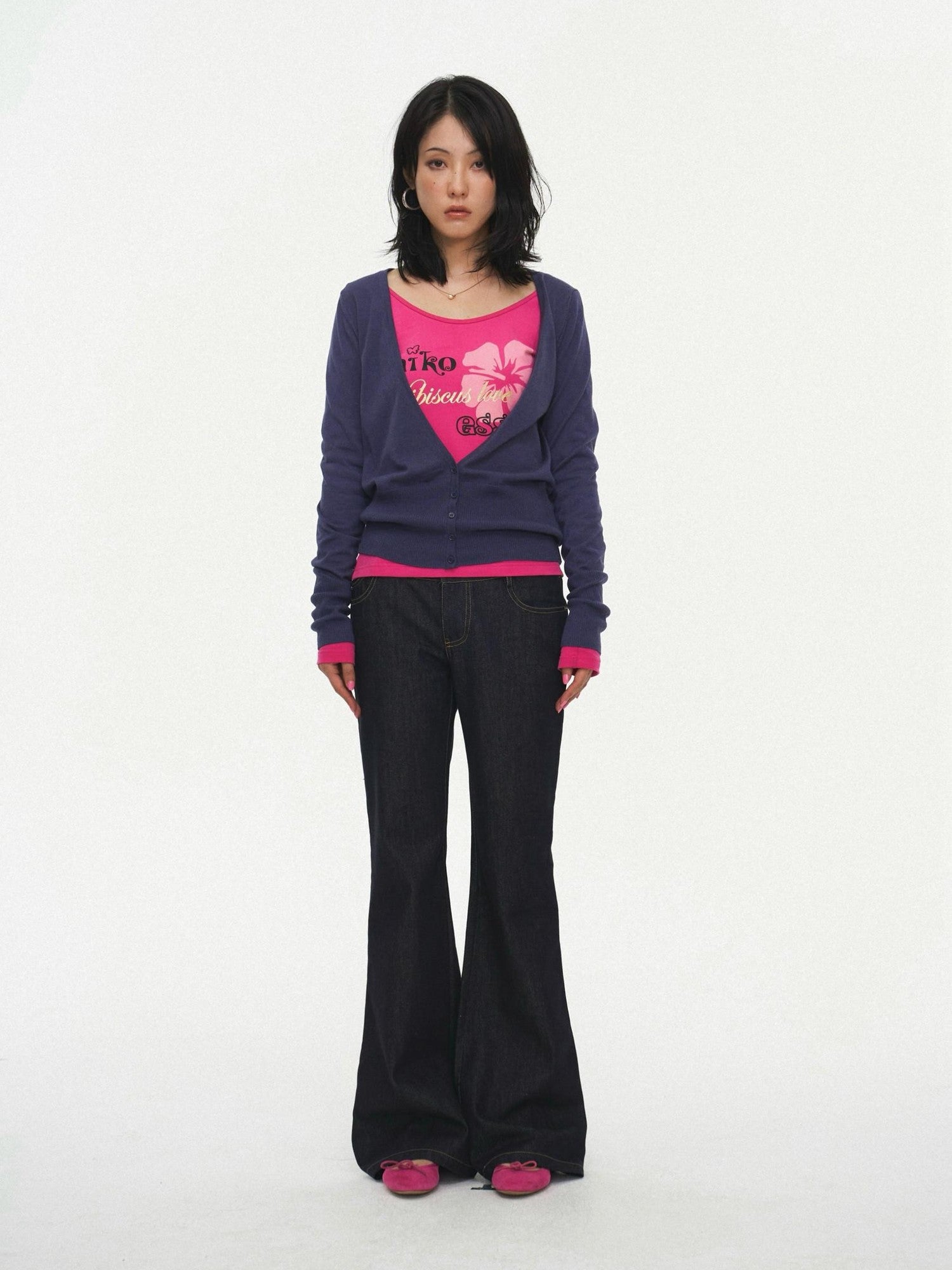 Miko esst Antique Rose V-neck Layered Vintage Women's Wool Blend Cardigans