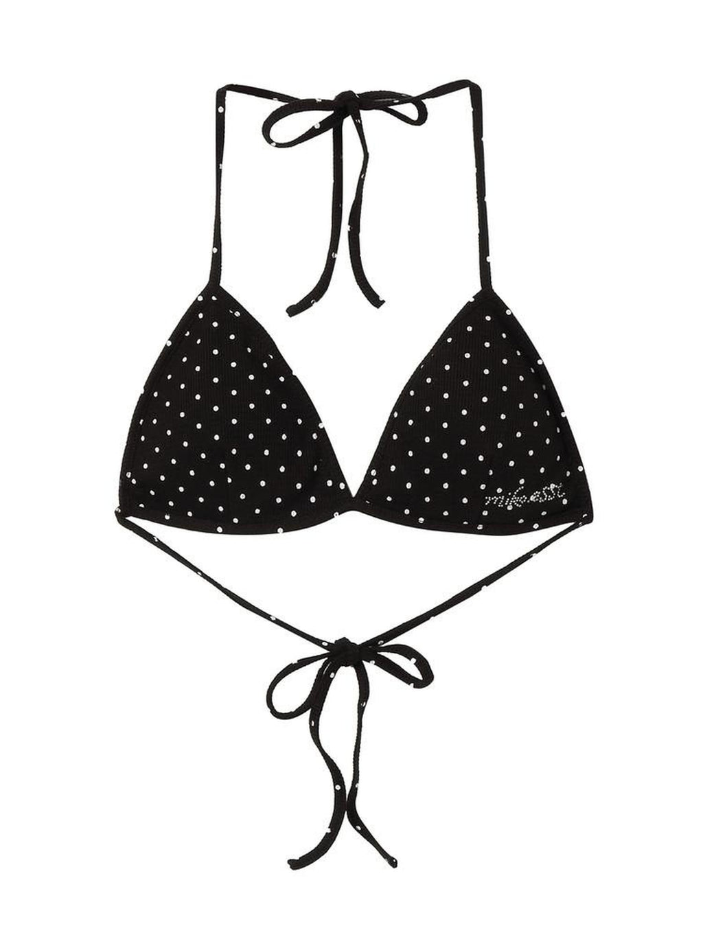 Miko esst Black Polka Dot Rhinestone Halter Tie Triangle Cup Women's Cotton String Bikinis