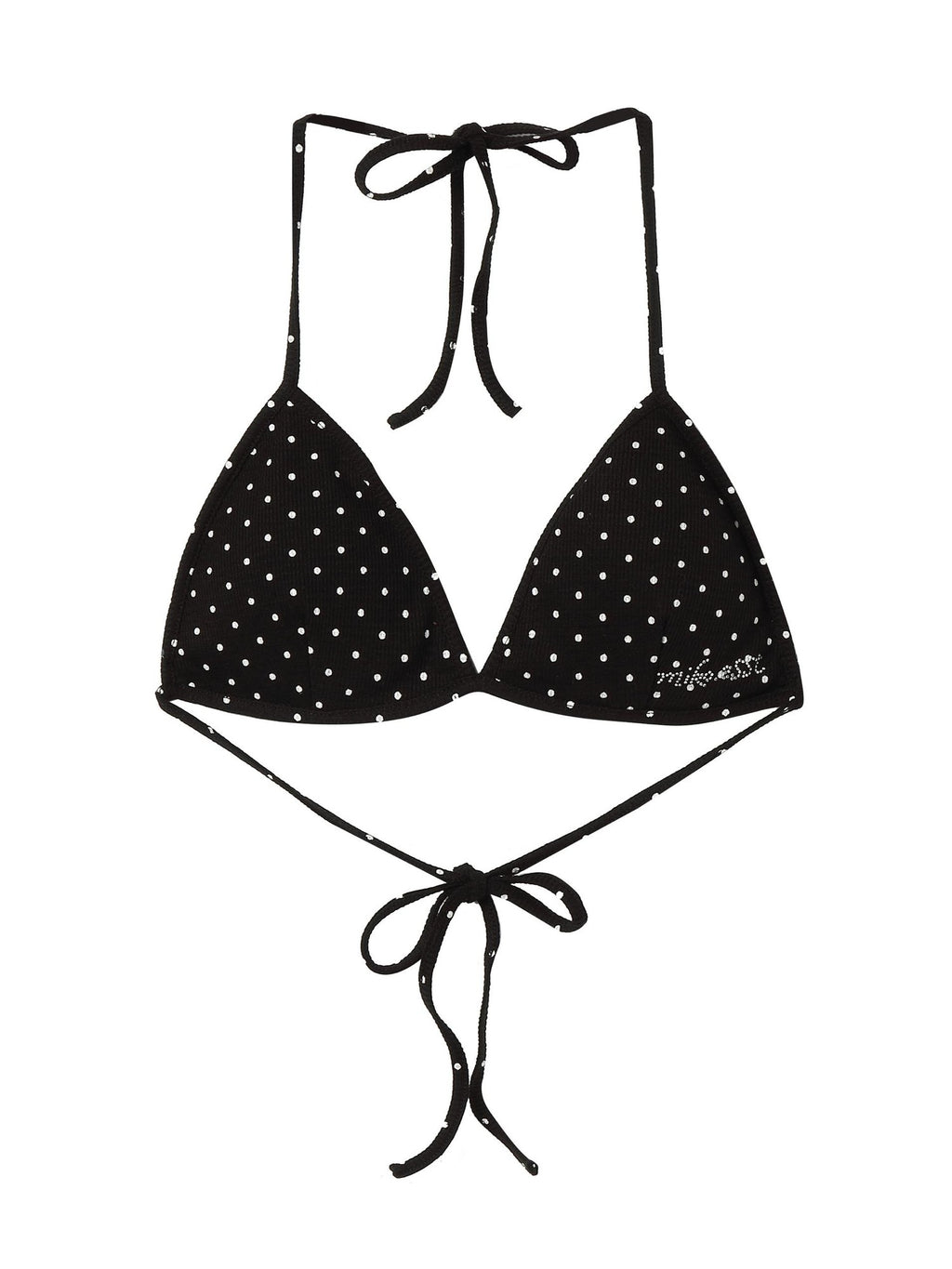 Miko esst Black Polka Dot Rhinestone Halter Tie Triangle Cup Women's Cotton String Bikinis