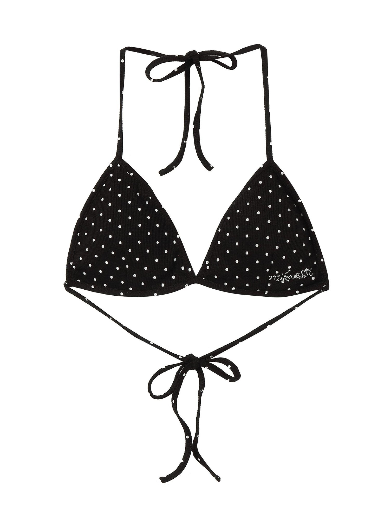 Miko esst Black Polka Dot Rhinestone Halter Tie Triangle Cup Women's Cotton String Bikinis
