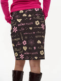 Miko esst Floral Colorblock Allover Print Low Waist Straight Women's Midi Skirts