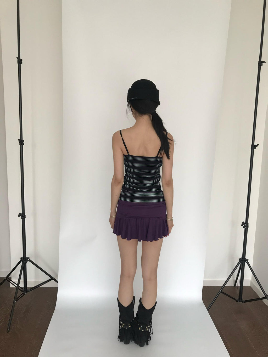 Miko esst Low Rise Retro Turn Up Hem Women's Knitted Short Mini Skirts