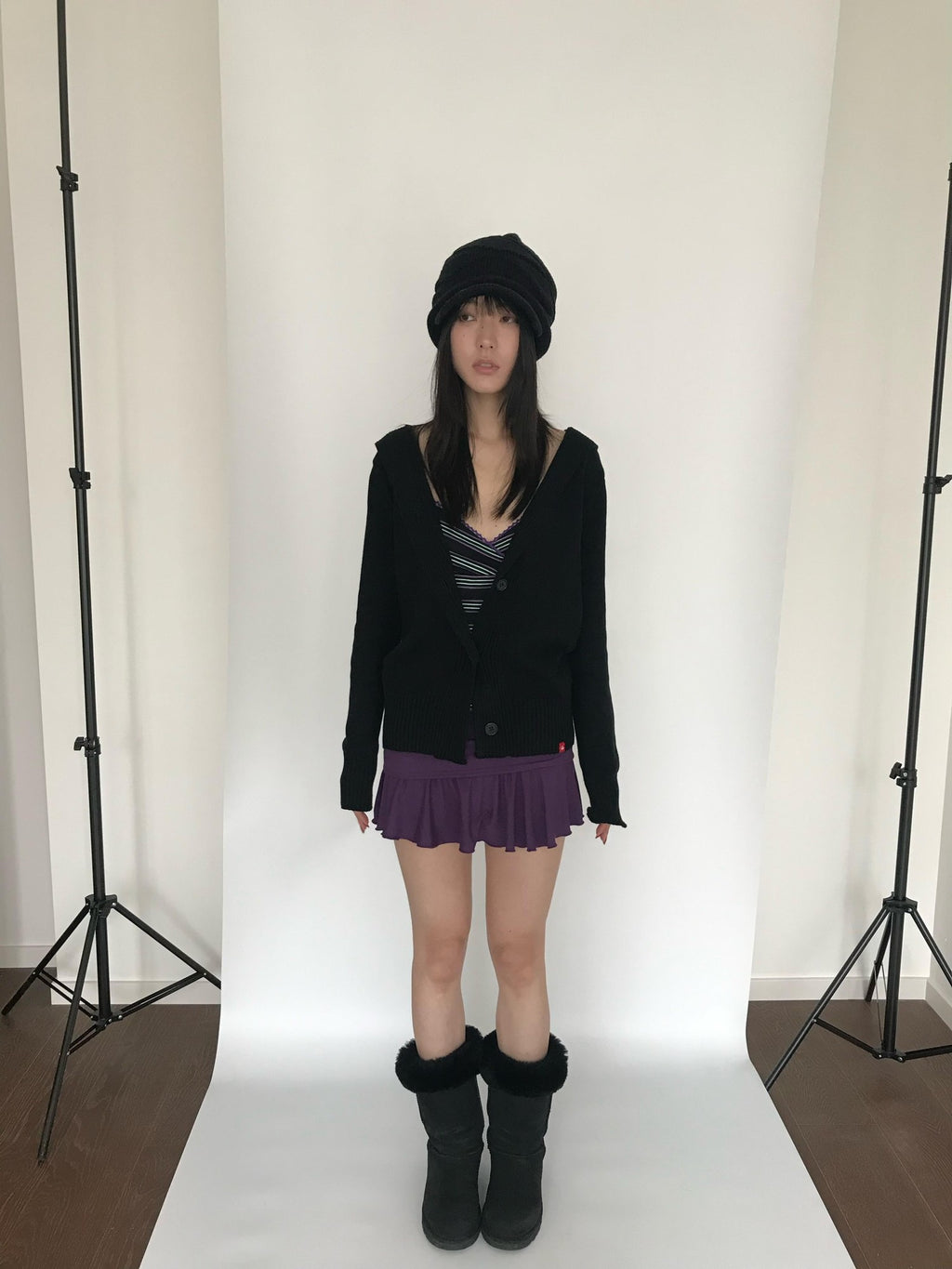 Miko esst Low Rise Retro Turn Up Hem Women's Knitted Short Mini Skirts