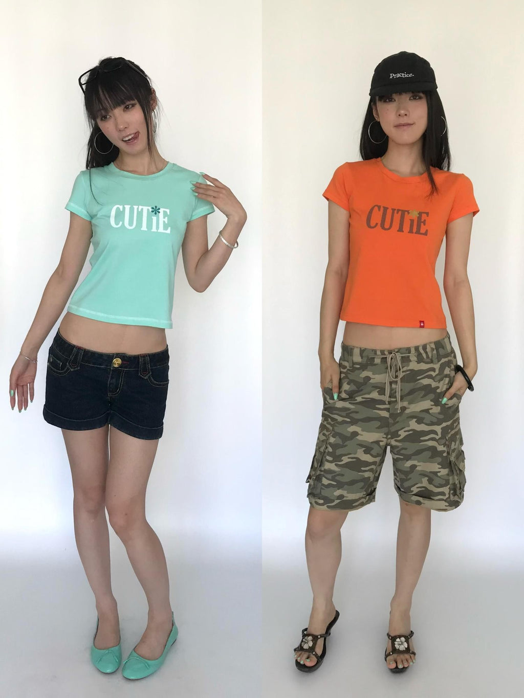 Miko esst Mint Green Vintage Print Glitter Set In Shoulder Women's Short Sleeve T-shirts
