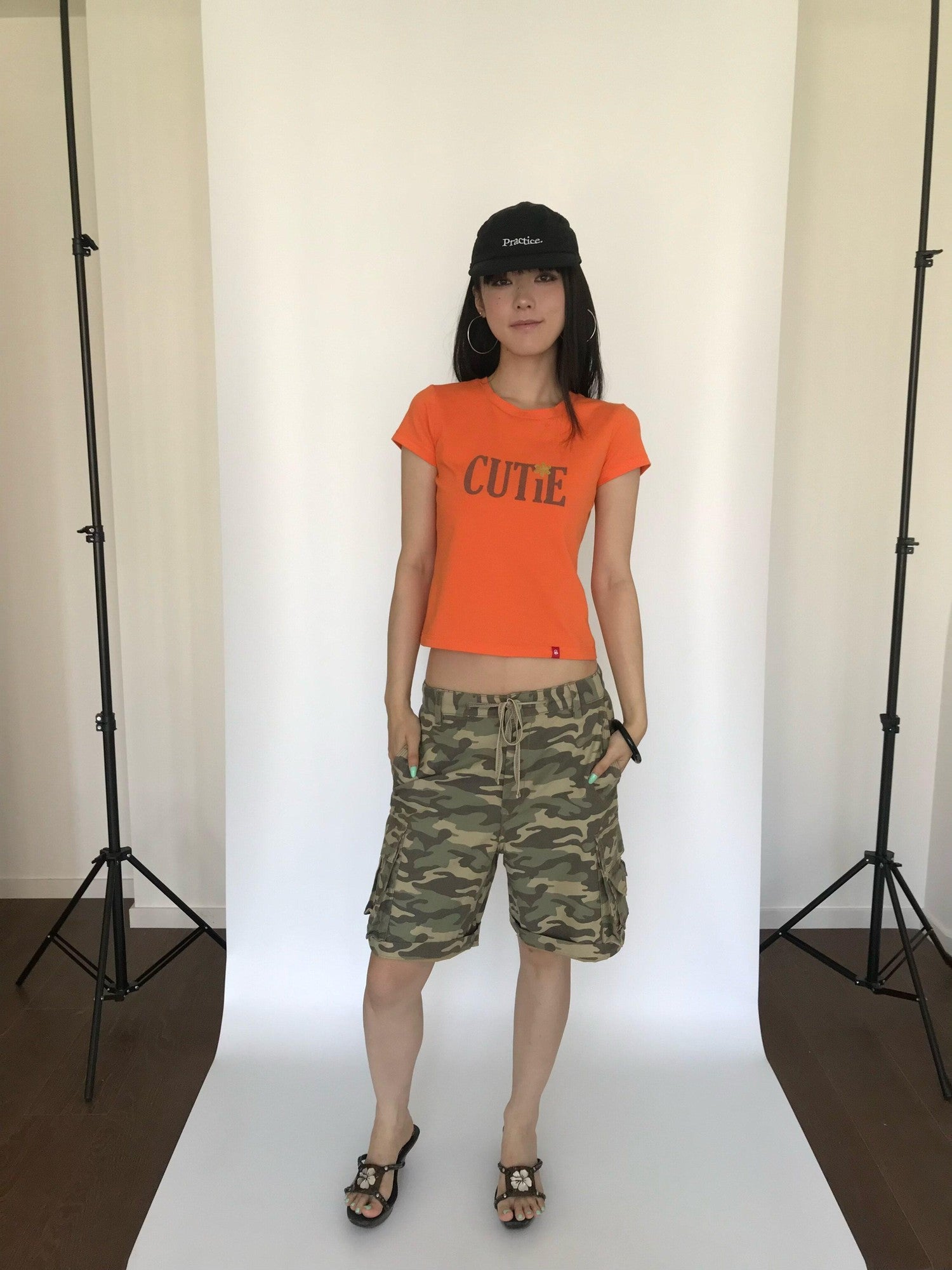 Miko esst Mint Green Vintage Print Glitter Set In Shoulder Women's Short Sleeve T-shirts