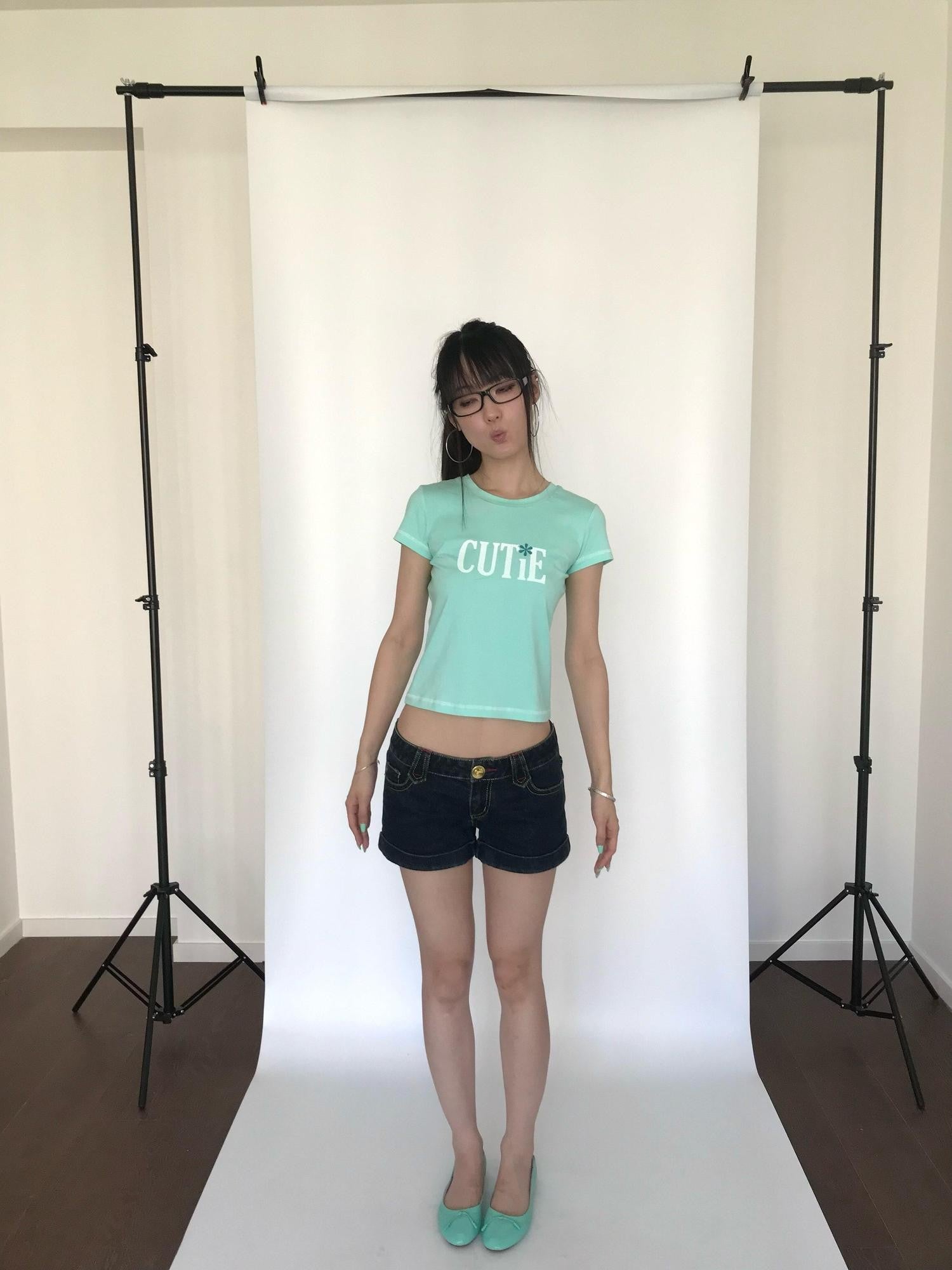 Miko esst Mint Green Vintage Print Glitter Set In Shoulder Women's Short Sleeve T-shirts