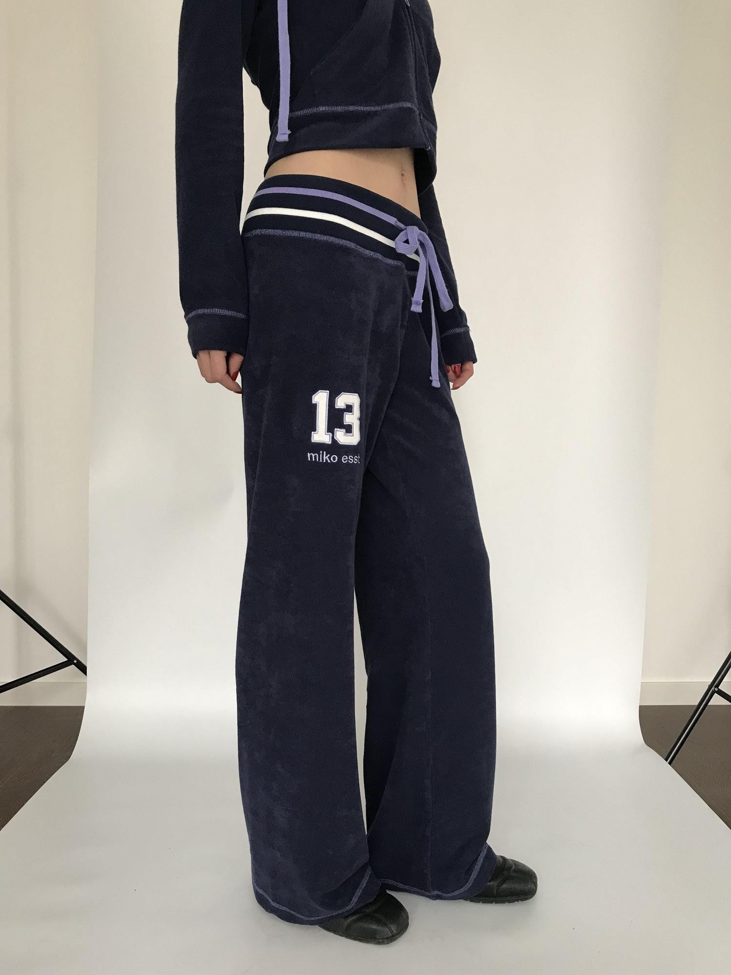 Miko esst Retro Asymmetric Straight Relaxed Low Waist Women's Cotton Sweatpants