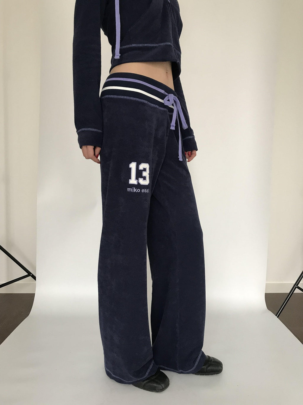 Miko esst Retro Asymmetric Straight Relaxed Low Waist Women's Cotton Sweatpants