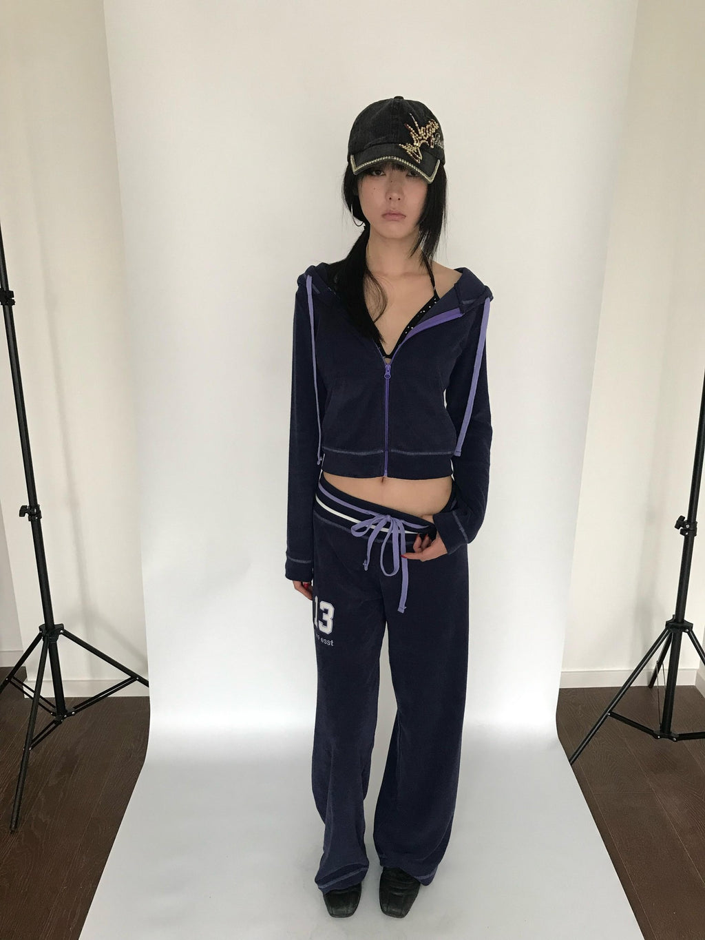 Miko esst Retro Asymmetric Straight Relaxed Low Waist Women's Cotton Sweatpants
