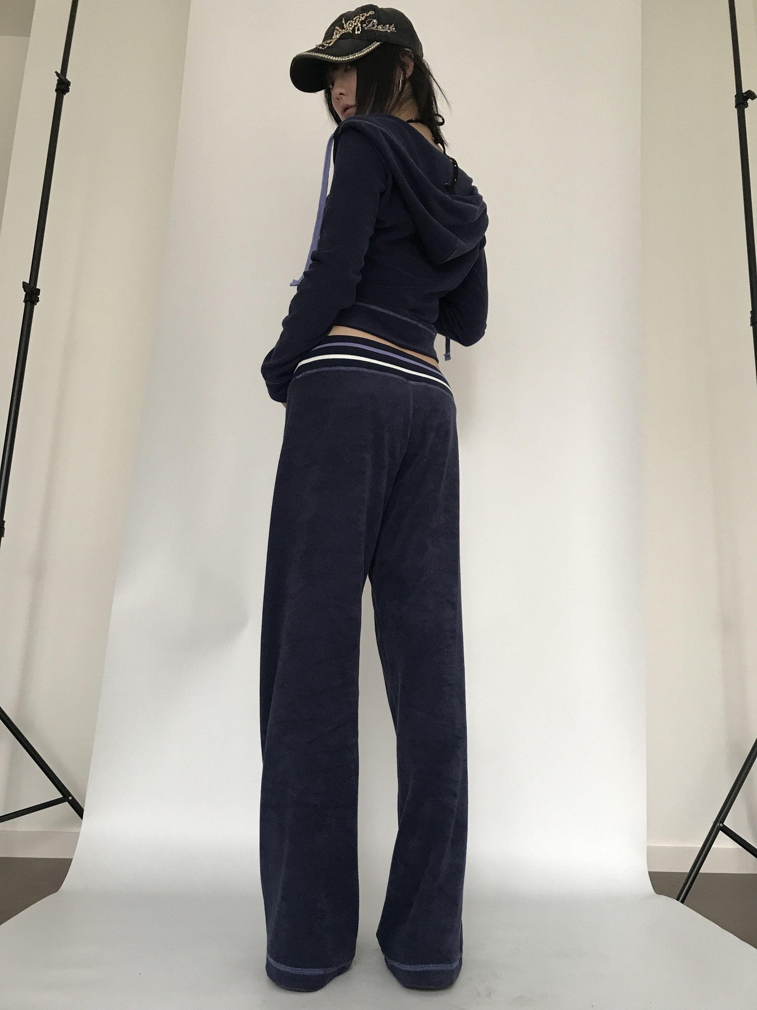 Miko esst Retro Asymmetric Straight Relaxed Low Waist Women's Cotton Sweatpants