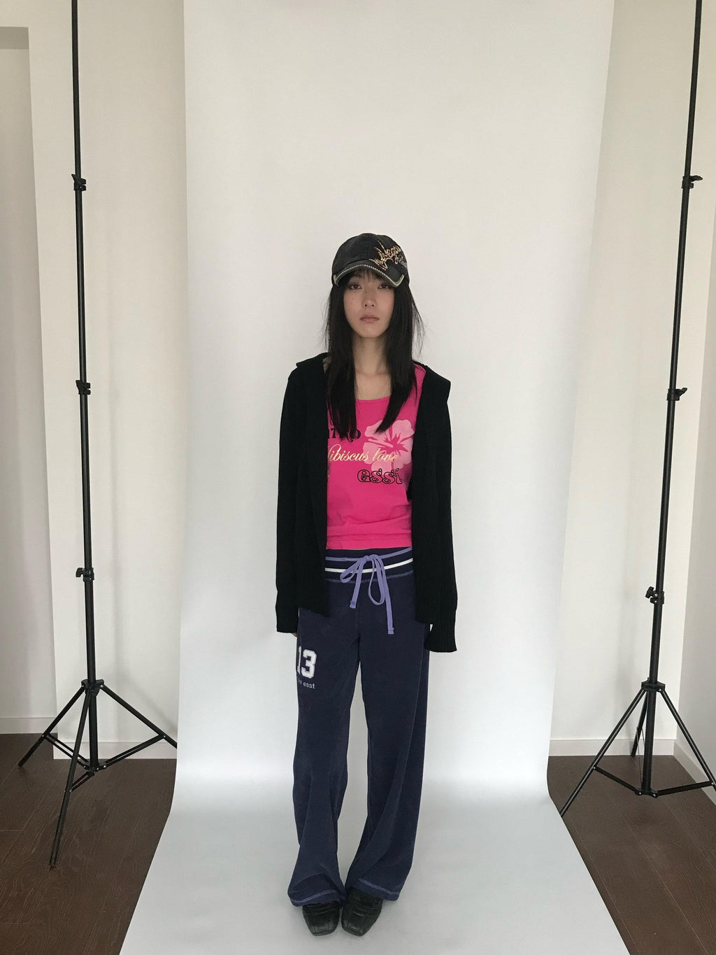 Miko esst Retro Asymmetric Straight Relaxed Low Waist Women's Cotton Sweatpants