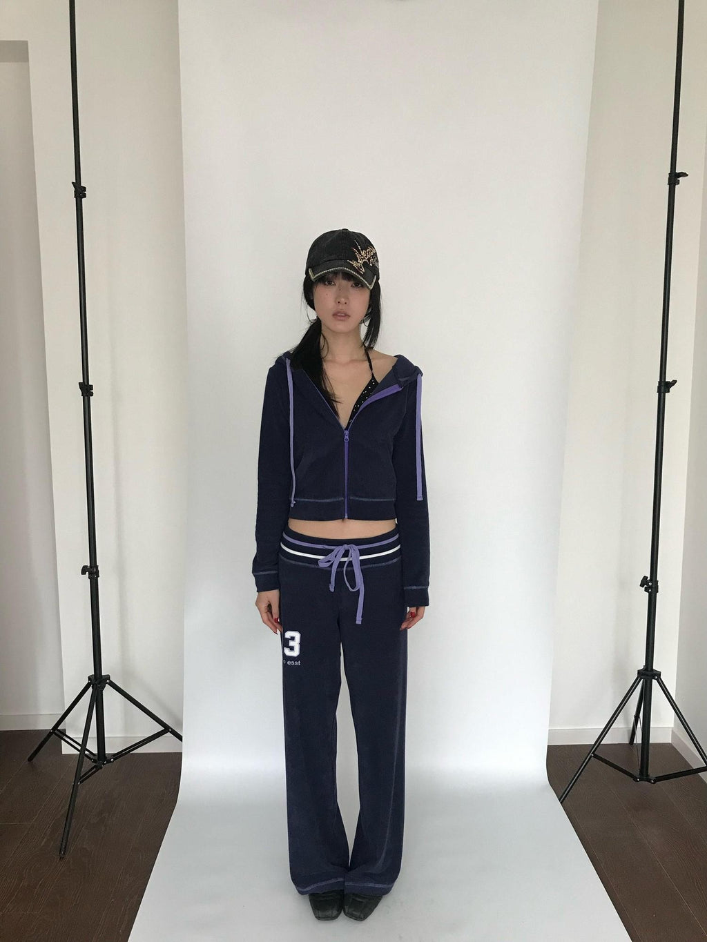 Miko esst Retro Asymmetric Straight Relaxed Low Waist Women's Cotton Sweatpants