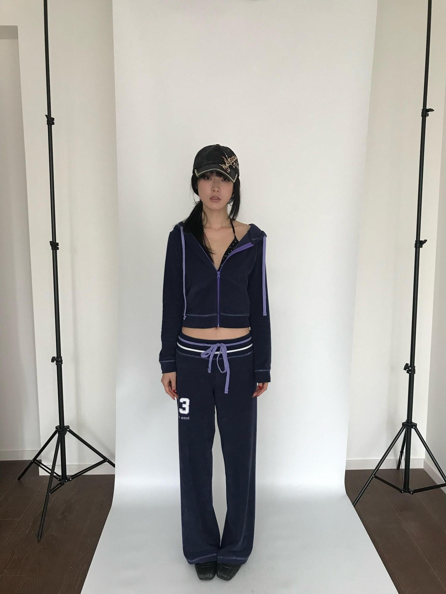 Miko esst Retro Asymmetric Straight Relaxed Low Waist Women's Cotton Sweatpants