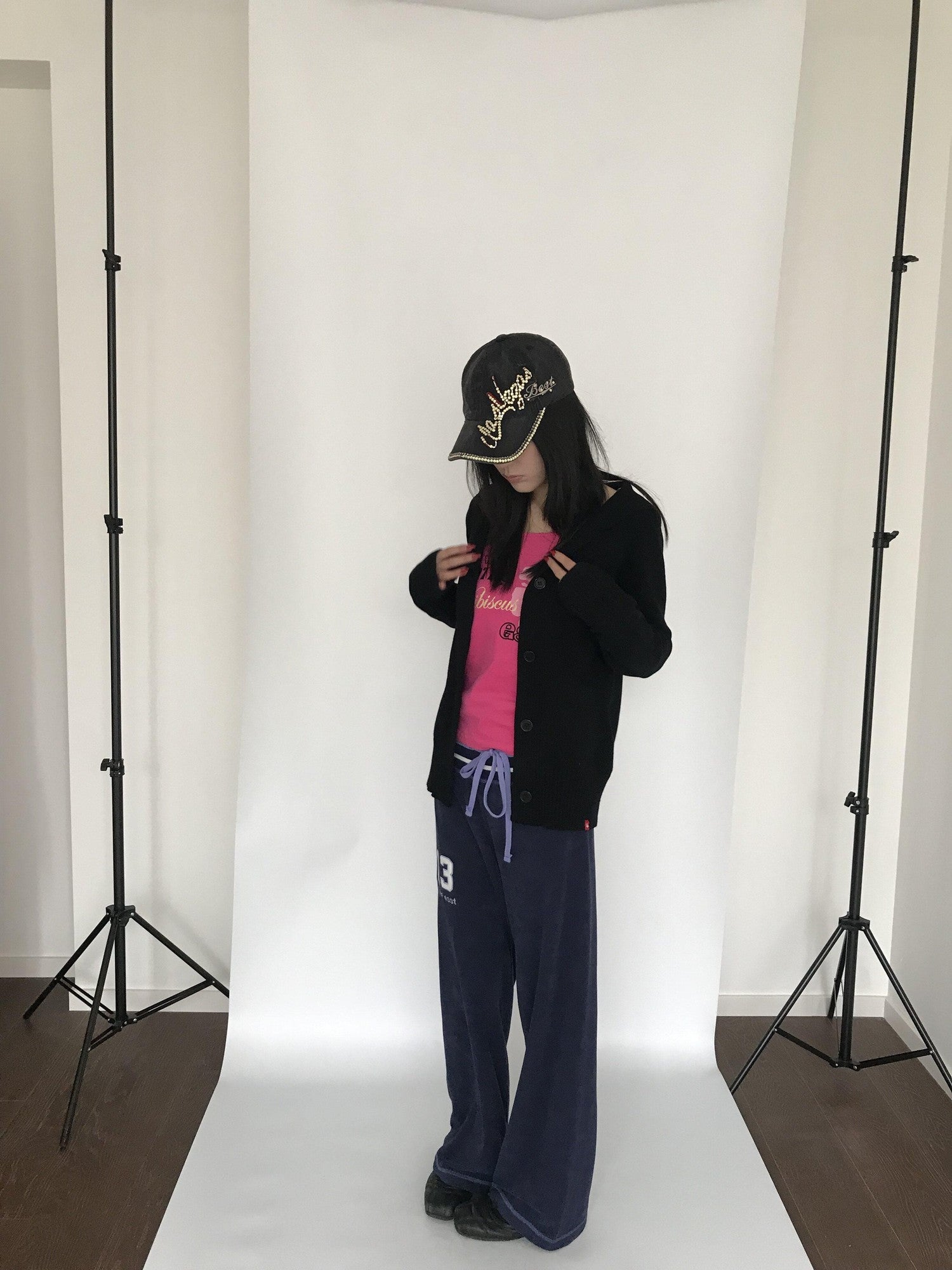 Miko esst Retro Asymmetric Straight Relaxed Low Waist Women's Cotton Sweatpants